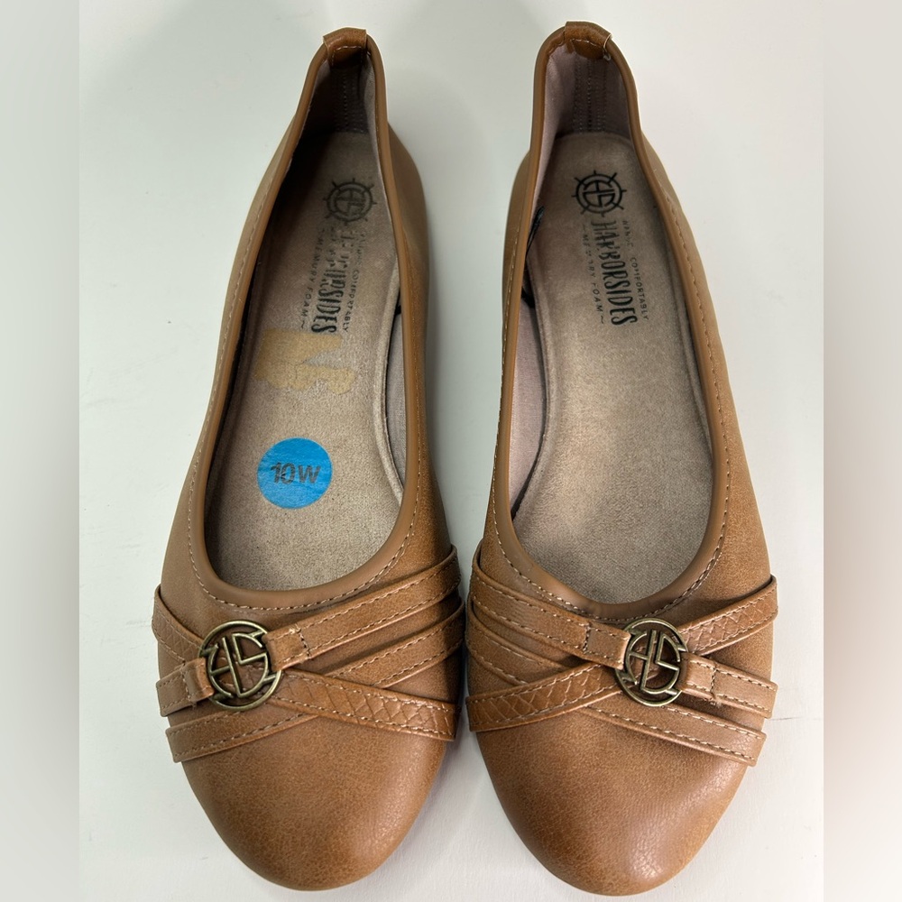 Harborside Slip On Round Toe Memory Foam Ballet Flats Size 10W